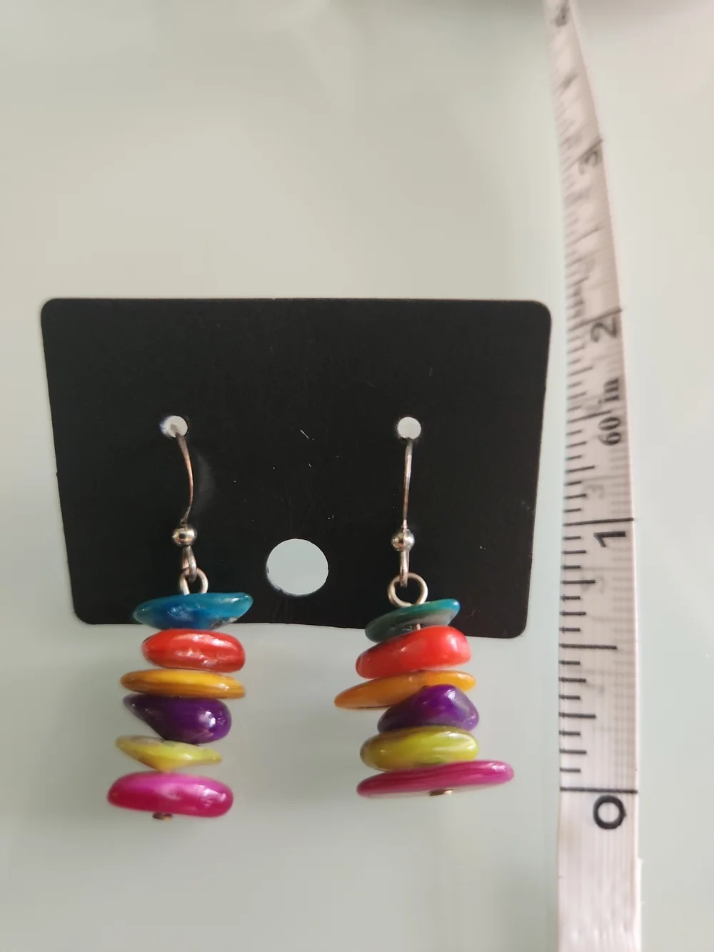 VINTAGE Colorful Stacked Disc Drop Earrings